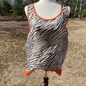 SWEET PEA TOP TANK BLACK WHITE ORANGE SHEER Size XL